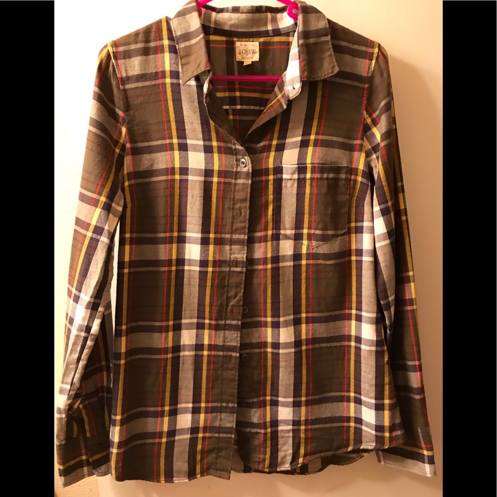Jcrew “the perfect shirt” plaid 100% cotton xs